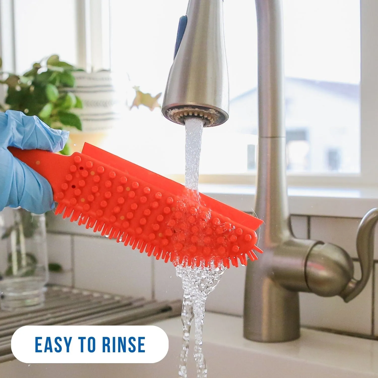 Orange Handheld Rubber Brush