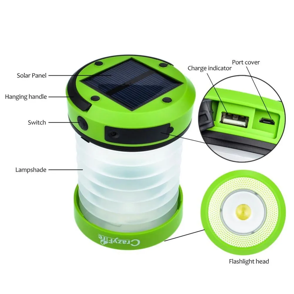 Outdoor Collapsible USB Rechargeable Solar LED Lamp