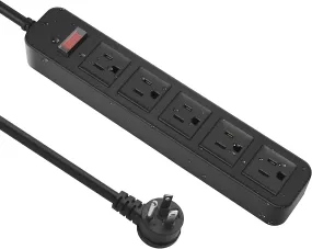 Outdoor Power Strip Waterproof with 5 Outlets, Garden Weatherproof Surge Protector, Christmas Multiple Outlet Exterior Socket for Lighting Appliances. 6FT Extension Cord Strip with Flat Plug. Black