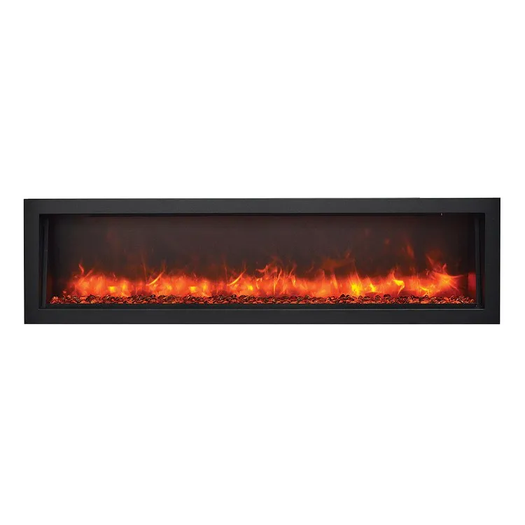 Panorama 60" Electric Slim Built-In Electric Fireplace with Optional Black Steel Surround