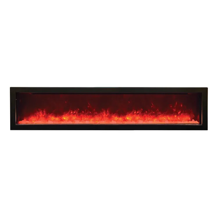 Panorama 72" Electric Slim Built-In Electric Fireplace with Optional Black Steel Surround