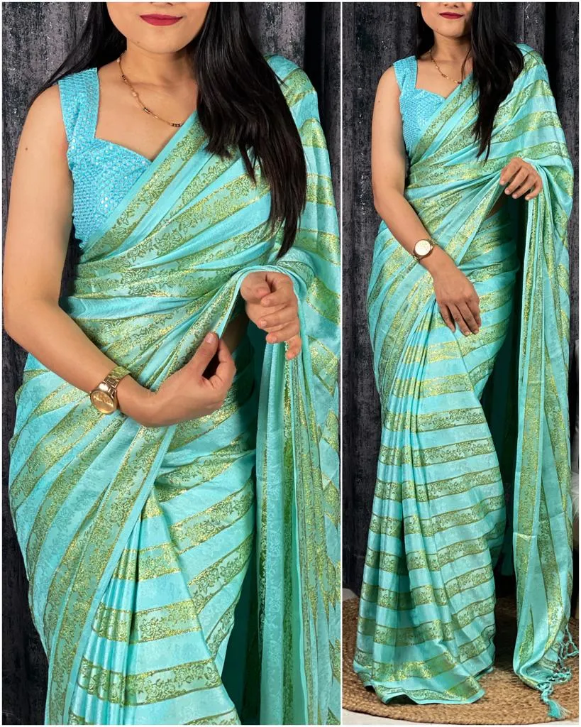 Party Wear Designer Viscose Satin Saree