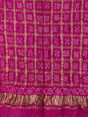 Pink Bandhani Pure Gajji Silk Gharchola Dupatta