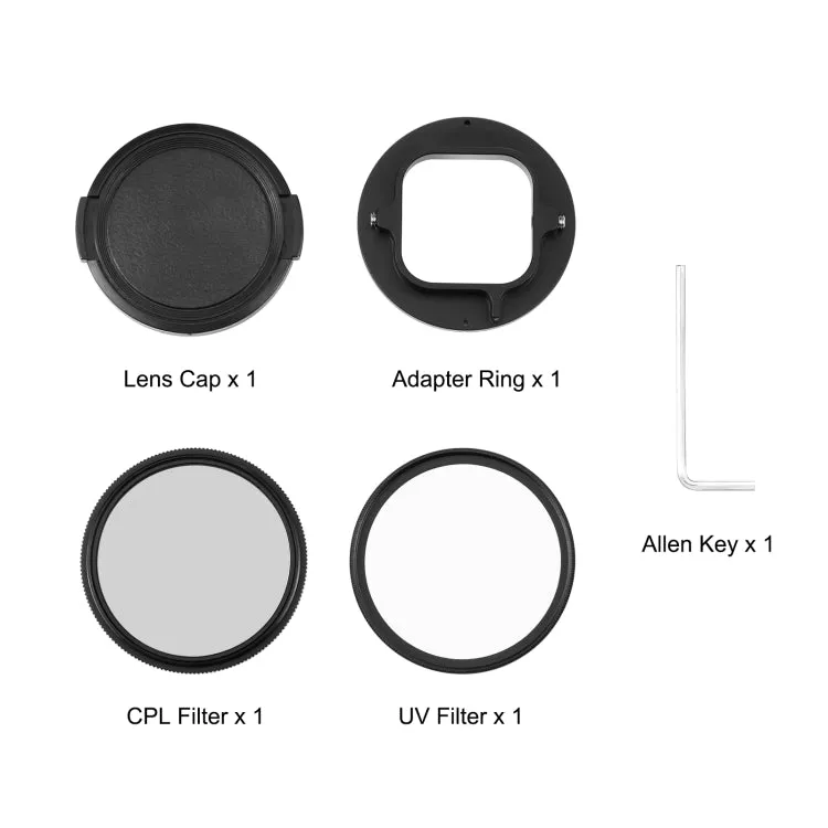 PULUZ 52mm CPL   UV Lens Filter with Adapter Ring for GoPro HERO12 Black /11 Black /11 Black Mini /10 Black /9 Black