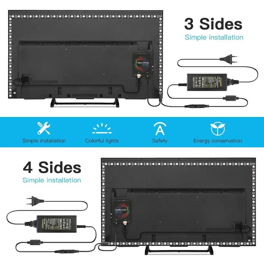 RGB Dream Color Ambilight Kit for HDTV Desktop PC Screen Background lighting