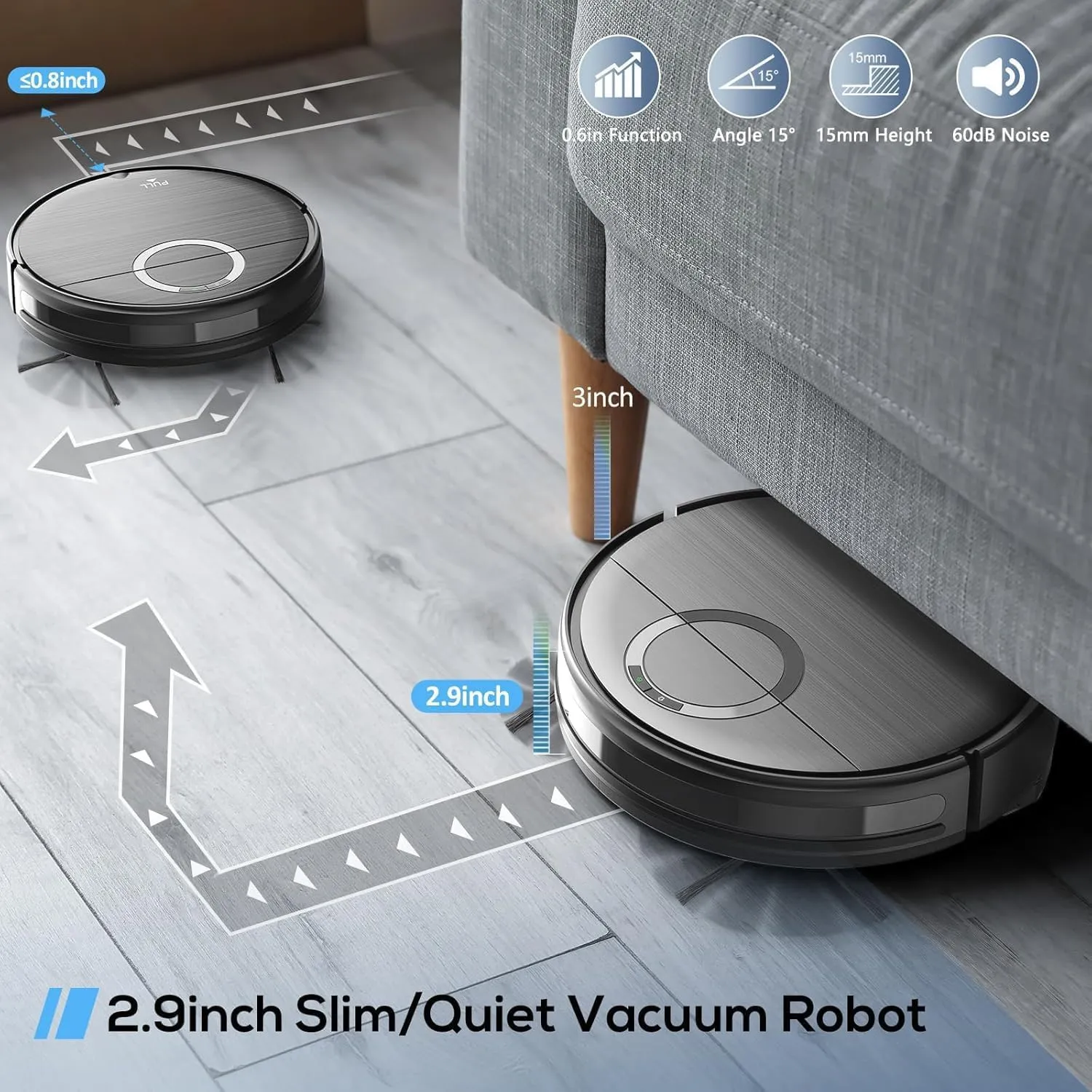 Robot Vacuum and Mop Combo with Wi-Fi Control