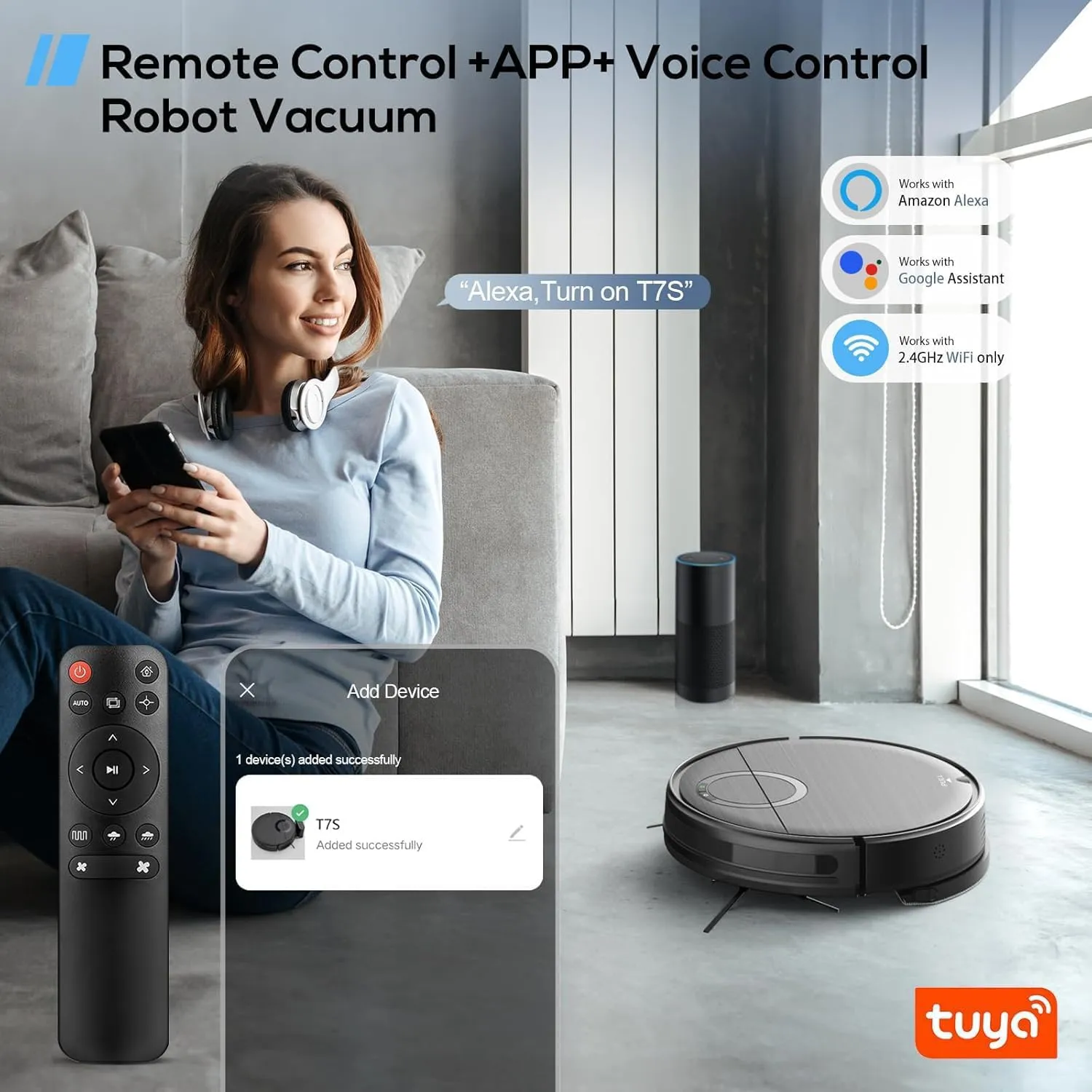 Robot Vacuum and Mop Combo with Wi-Fi Control