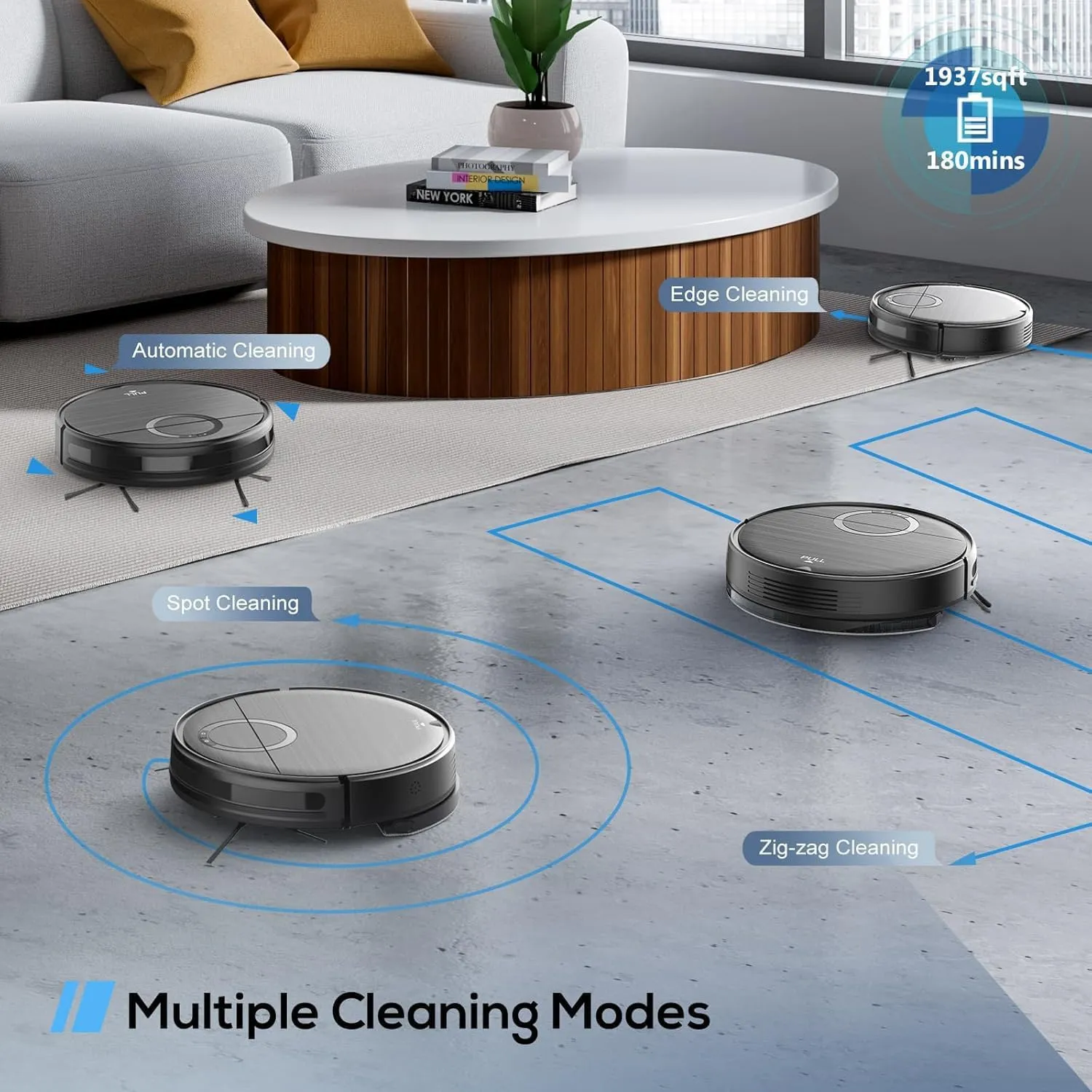 Robot Vacuum and Mop Combo with Wi-Fi Control