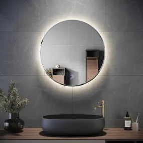 Round LED Wall Mirror for Bathroom,Wash Basin Mirror 3 Lights Size 24x24 Inch