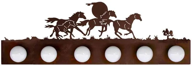 Running Wild Horses Six Light Fixture