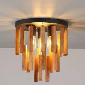 Rustic 3-Light Semi Flush Mount Ceiling Fixture