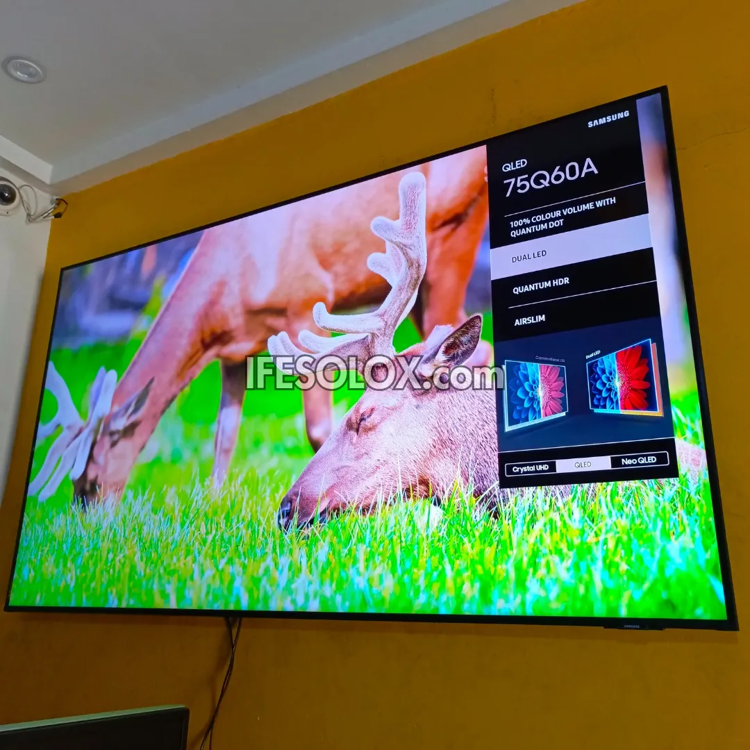 SAMSUNG 75 Inch QLED 75Q60A Certified True 4K UHD HDR10  Smart Frameless QLED TV - Foreign Used