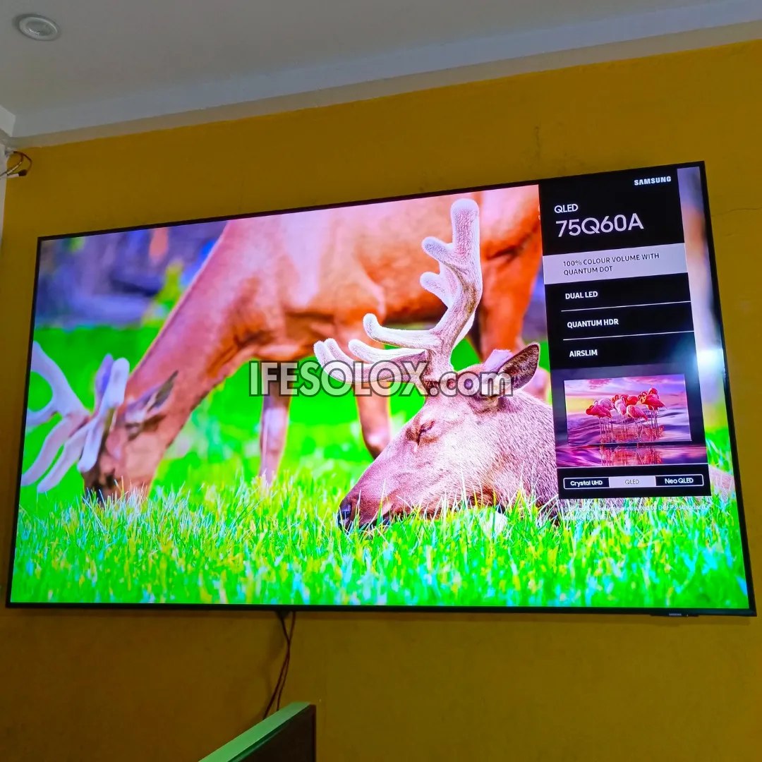 SAMSUNG 75 Inch QLED 75Q60A Certified True 4K UHD HDR10  Smart Frameless QLED TV - Foreign Used
