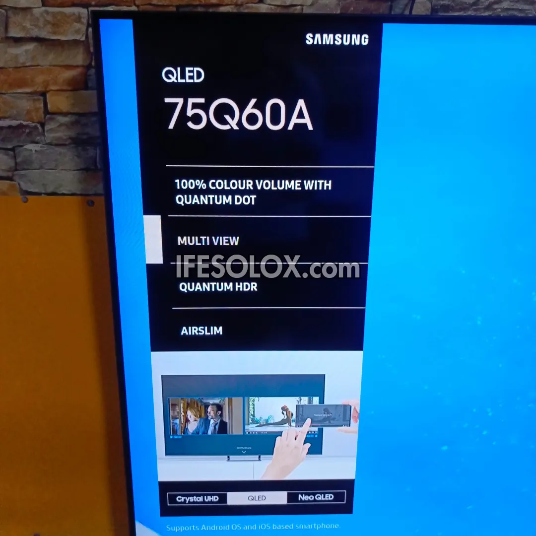 SAMSUNG 75 Inch QLED 75Q60A Certified True 4K UHD HDR10  Smart Frameless QLED TV - Foreign Used