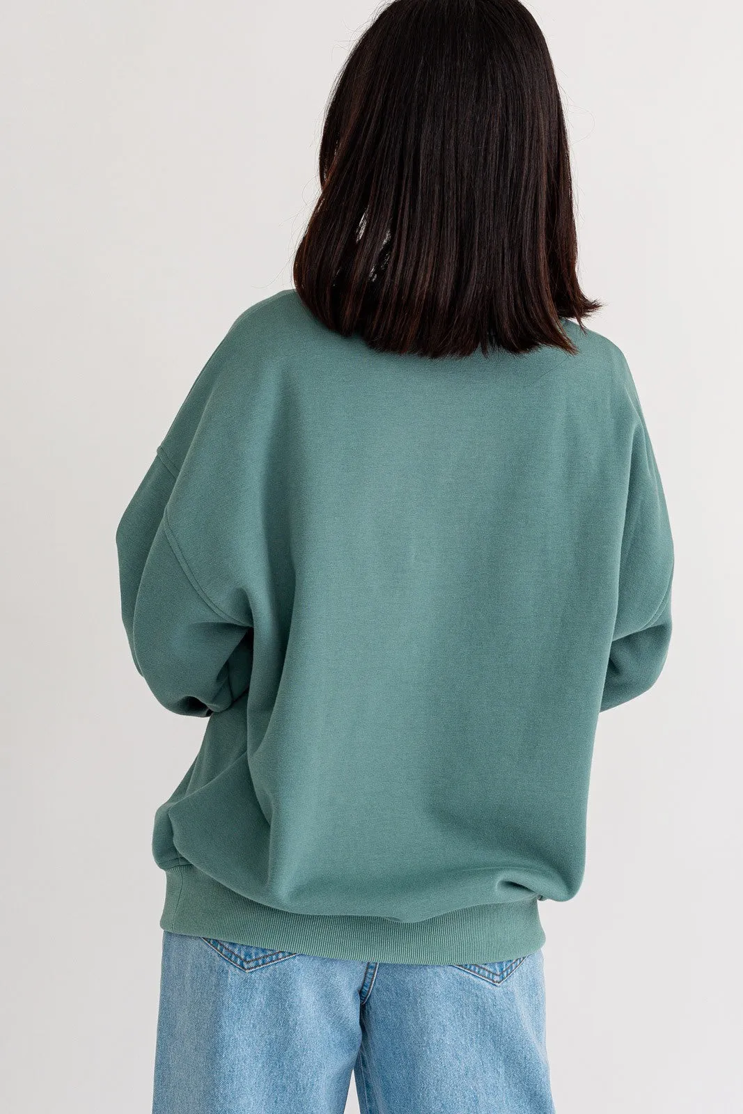 Santa Monica Embroidered Sweatshirt Dark Sage