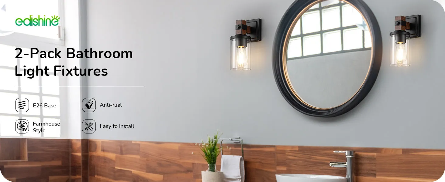 Set of 2, Farmhouse Vanity Lights Fixtures for Bathroom-HHVL02E