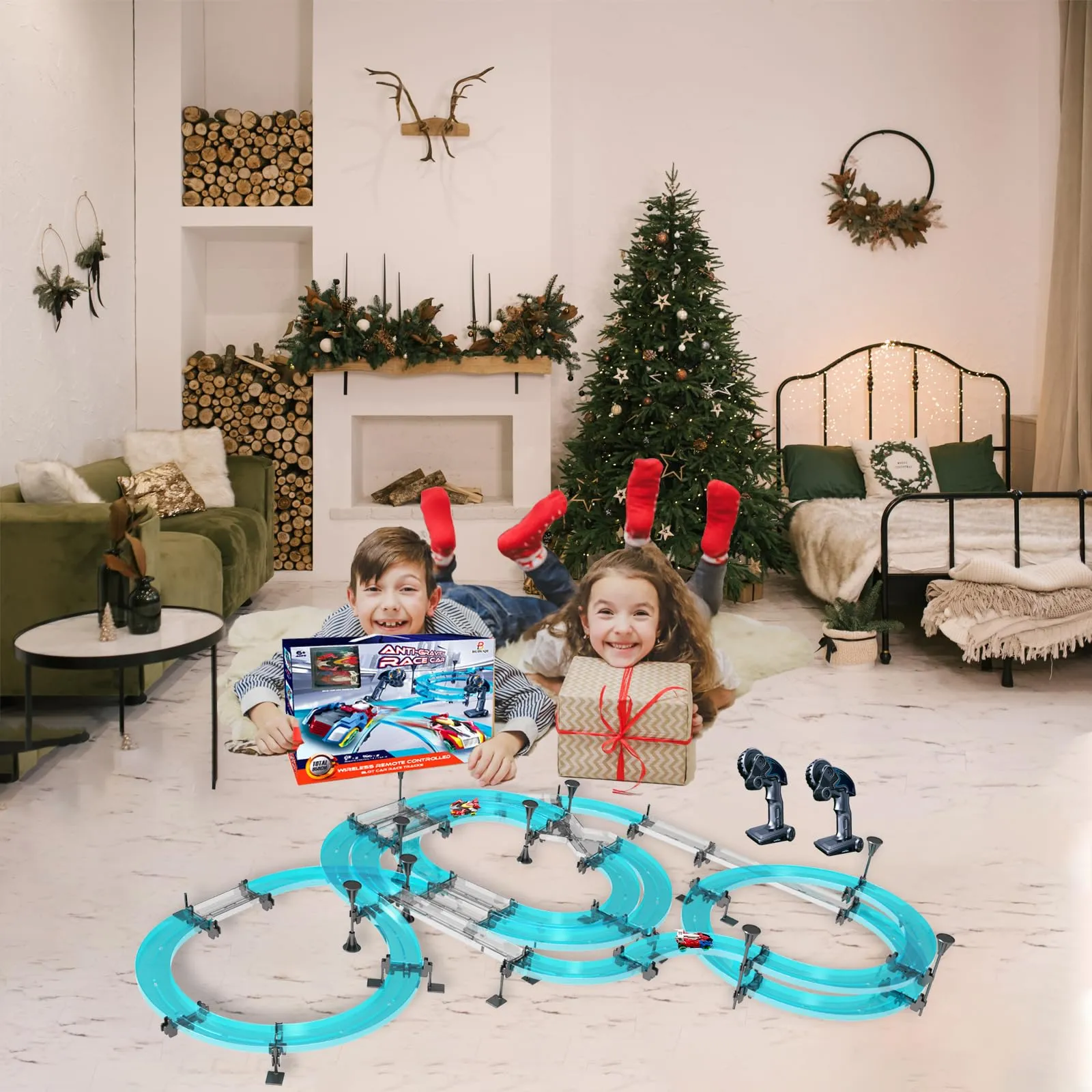 Slot Car Race Track Set with Remote Control Cars
