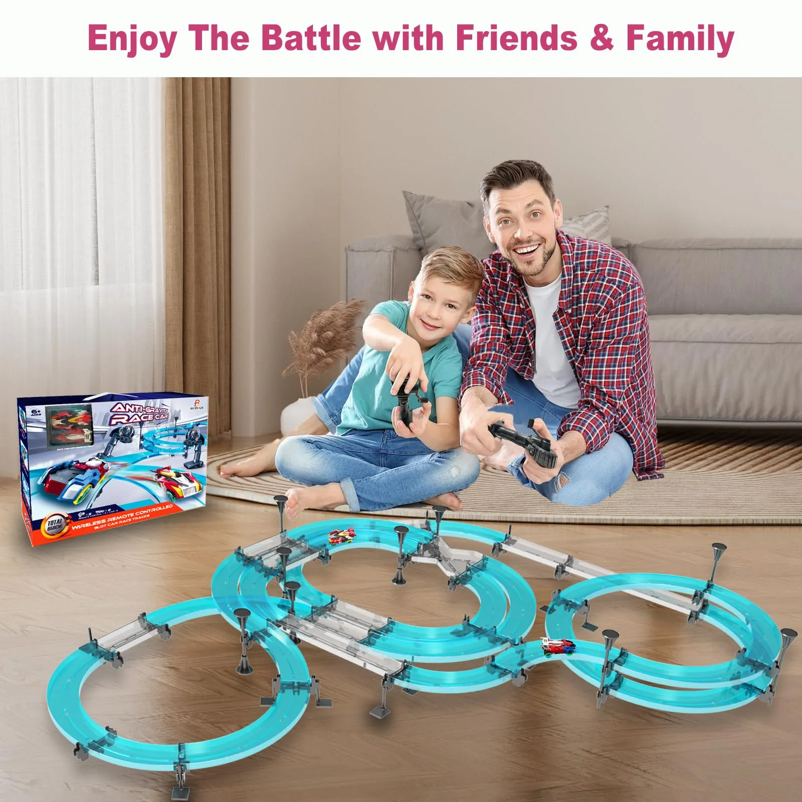 Slot Car Race Track Set with Remote Control Cars