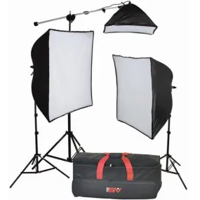 Smith-Victor KSB-1250F 3-Light 700-watt Fluorescent SoftBox Light Kit w/ Mini-Boom