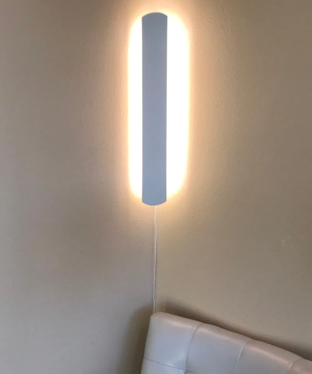 Solid Wood Hover Plank Corner/Wall Accent Light, Plug-In 24"h Almond Finish, by Home Concept