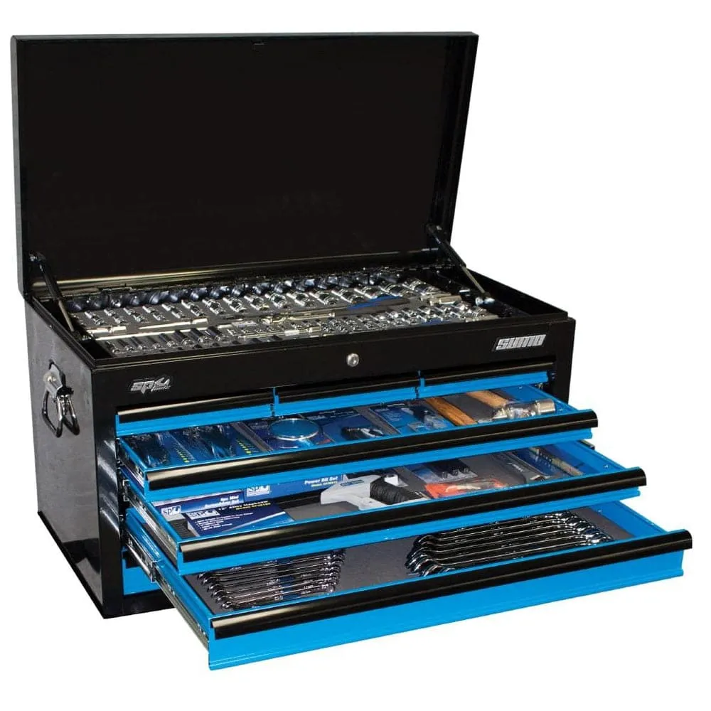 SP Tools SP50171 406 Piece Metric & SAE 7 Drawer Black & Blue SUMO Tool Chest Kit
