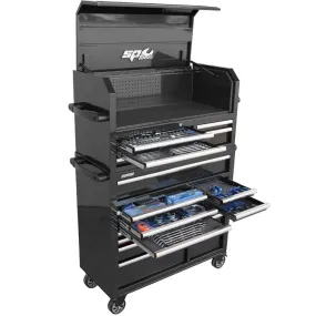 SP Tools SP50553 323 Piece Metric & SAE 18 Drawer Black SUMO Series Roller Cabinet & Tool Chest Kit