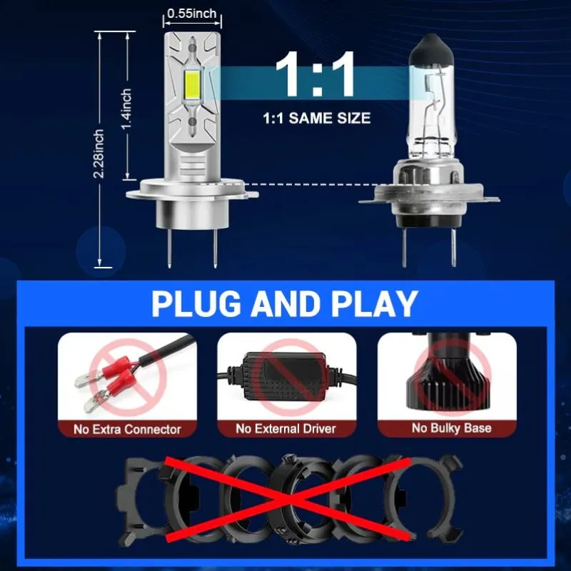 SUPAREE H7 LED Headlight Bulbs 120W with 6500K Cool White