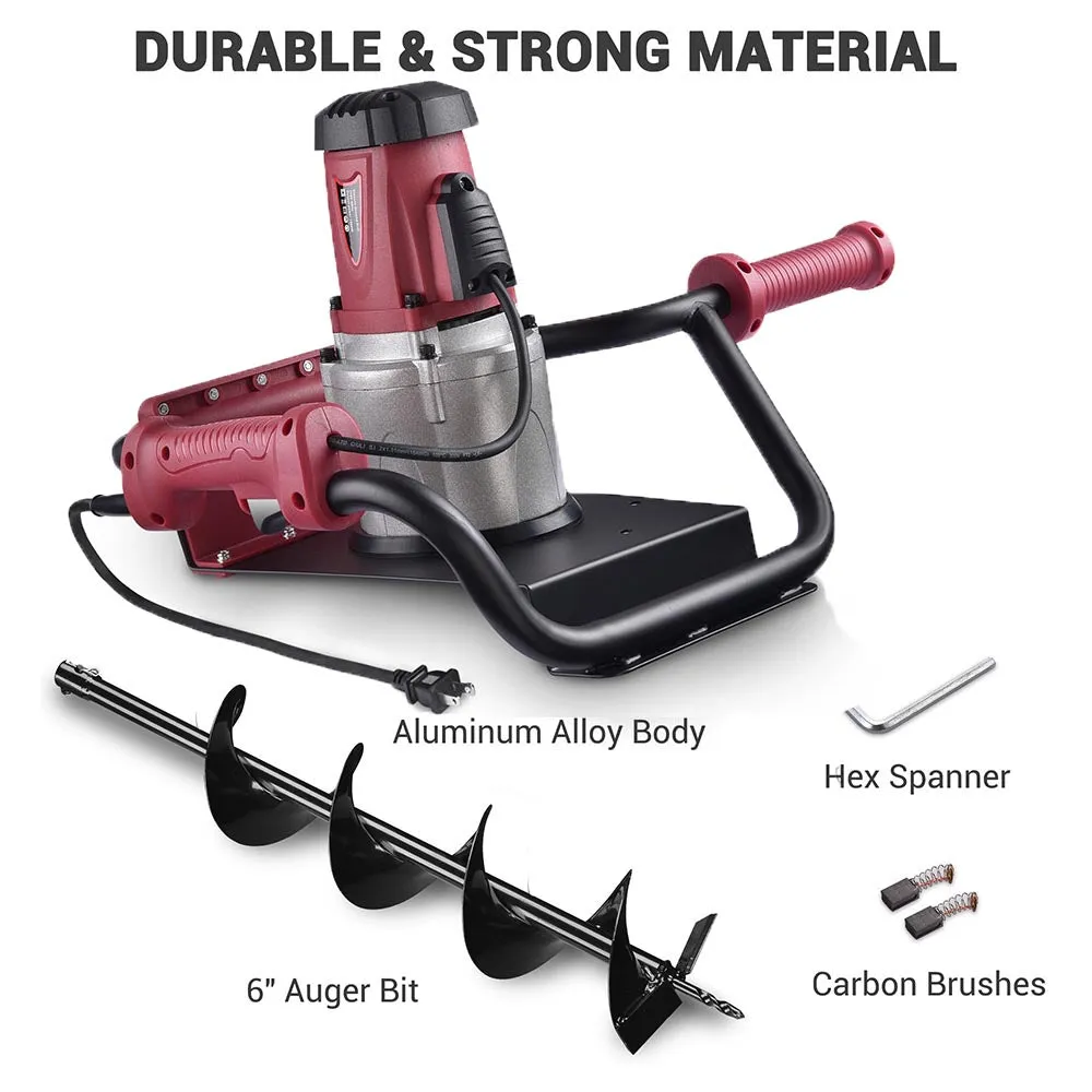 TheLAShop 1500W Electric Post Hole Digger with 6 in Earth Auger Bit