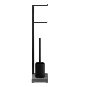 Toilet Butler With Short Brush Holder - 2 Roll - Black