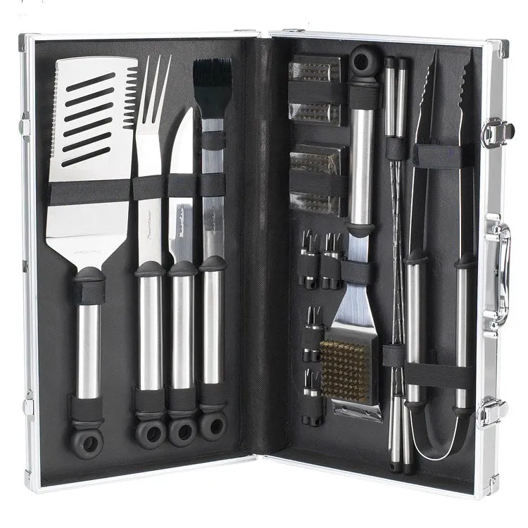 Twenty-Piece Stainless Steel Master Grill Tool Set in Aluminum Case