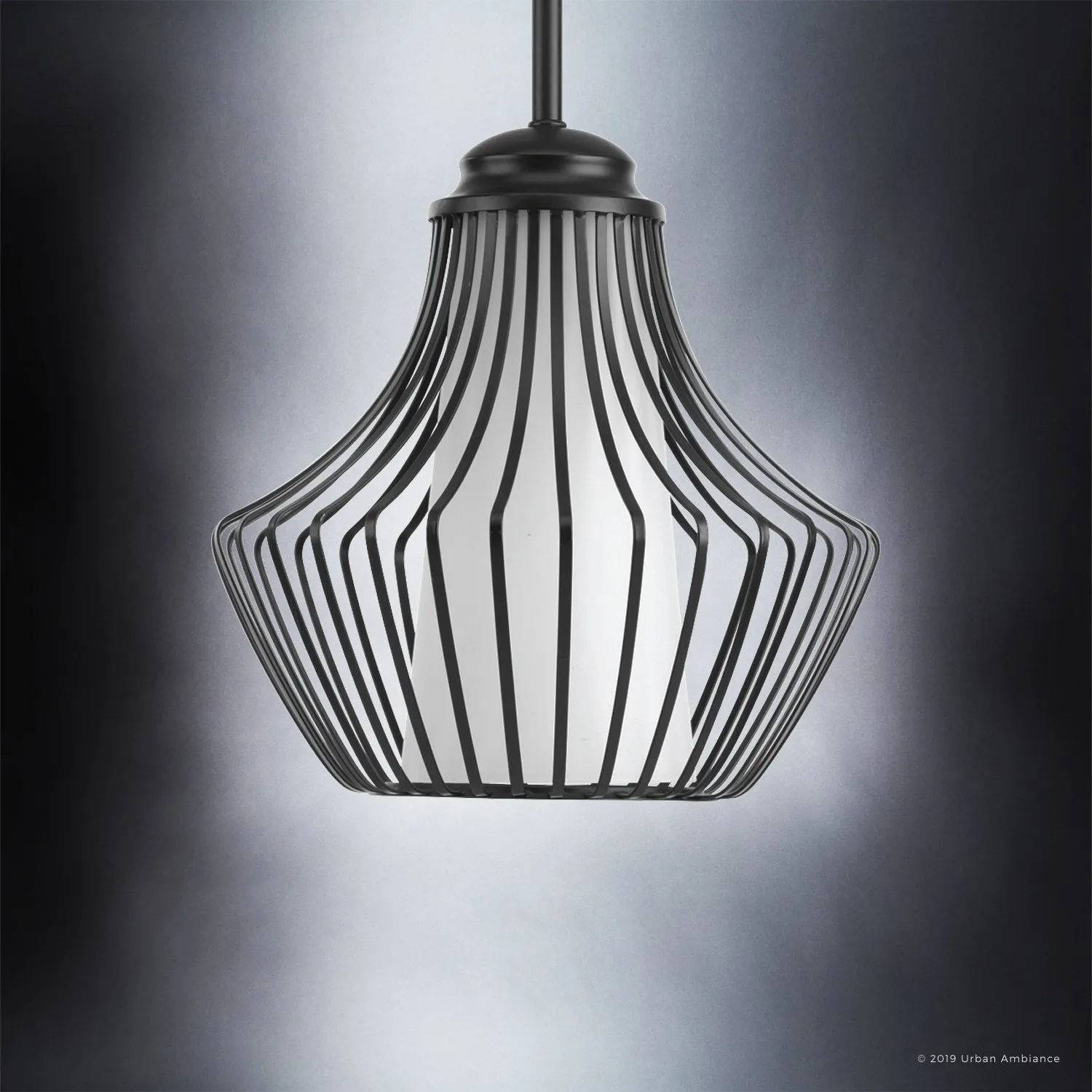 UHP2861 Modern Pendant Light, 10-1/2" x 10", Midnight Black Finish, Oviedo Collection