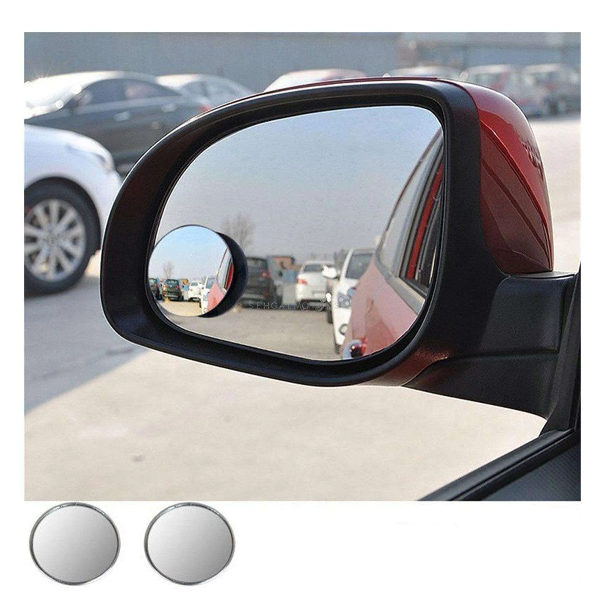 Universal 2 Way 360 Degree Wide Angle Round Blind Spot Mirror - Pair - Car Rearview Convex Mirror for parking safety