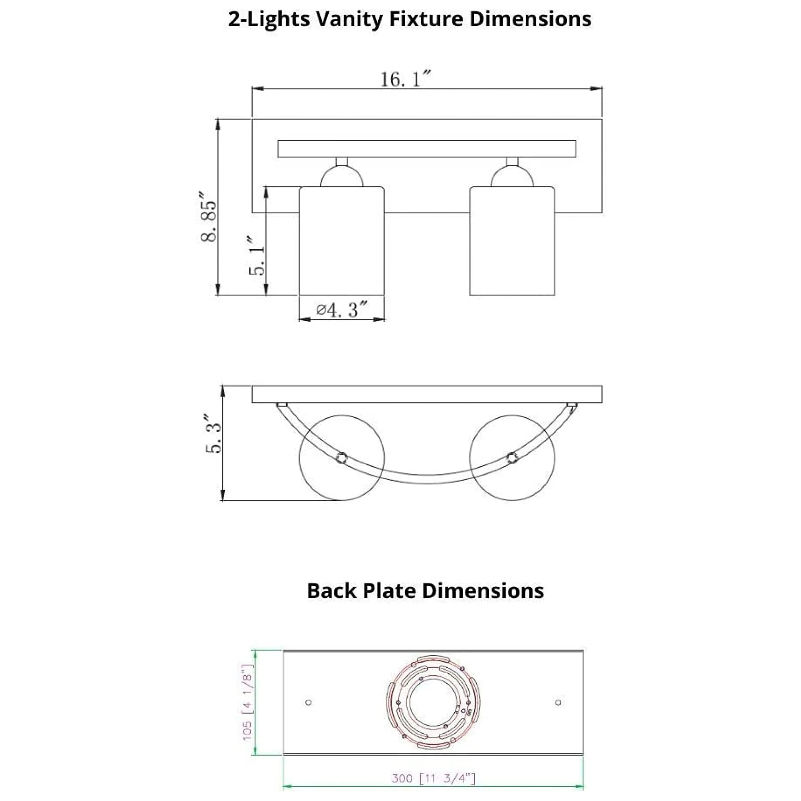 Vanity Bath Light Bar Interior Lighting Fixtures Over Mirror Modern Glass Shade