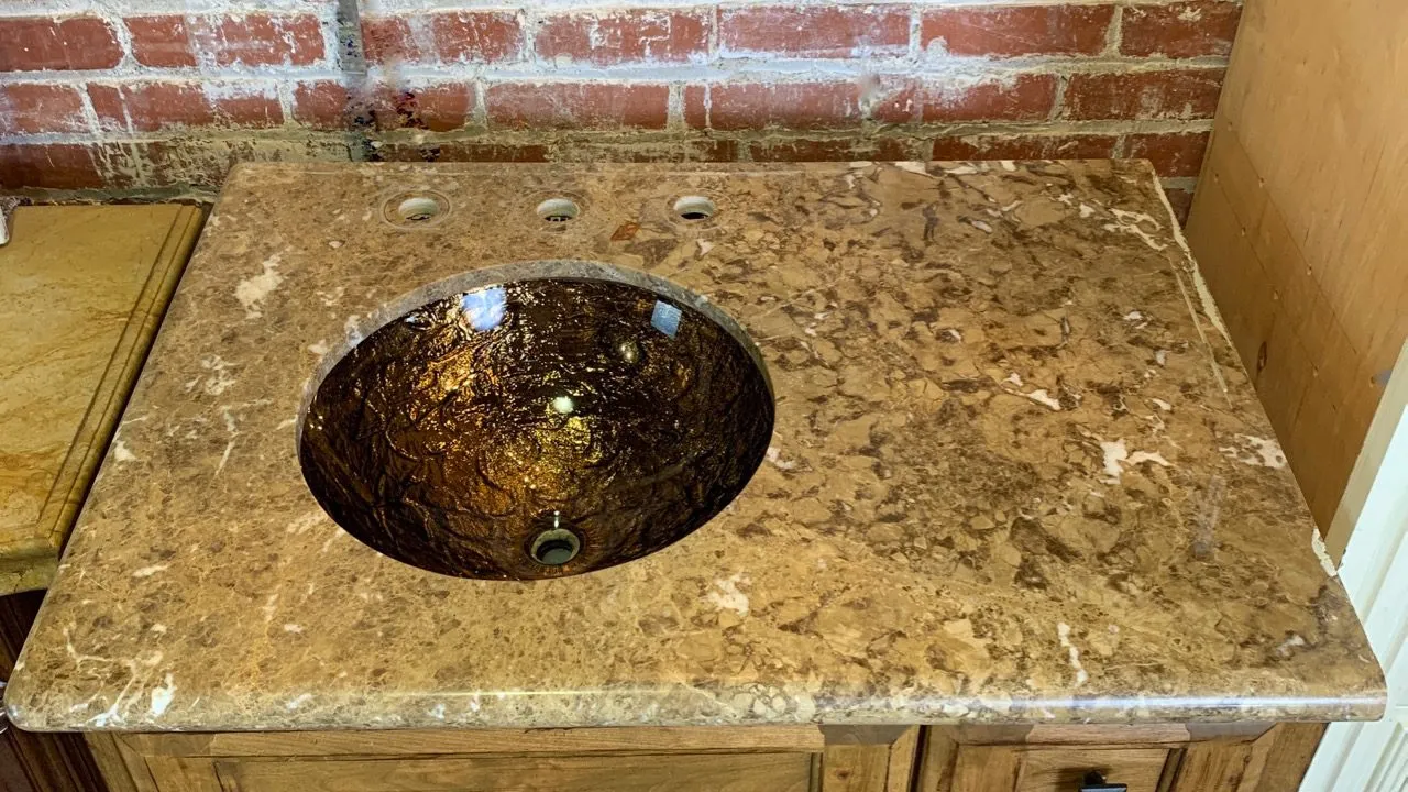 Vanity, Custom, Undermount-Lighted Glass Sink, Stone Top