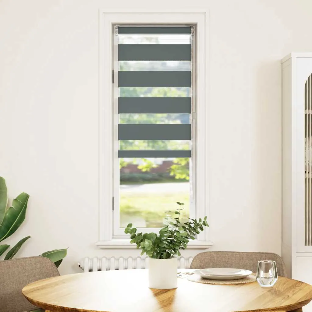 vidaXL Zebra Blind Dark Grey 40x150 cm Fabric Width 35.9 cm Polyester