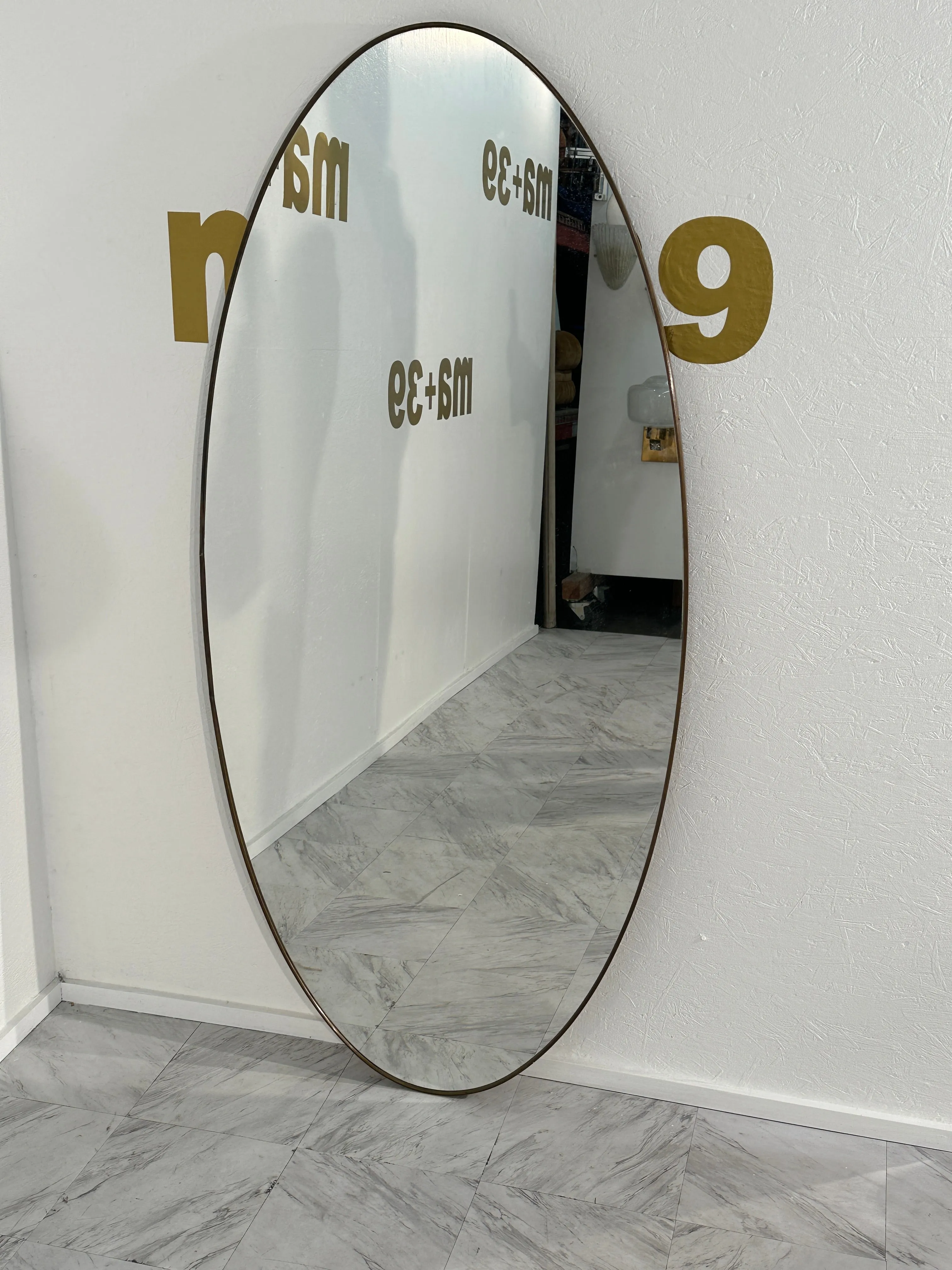 Vintage Italian Oval Wall Mirror 1960s