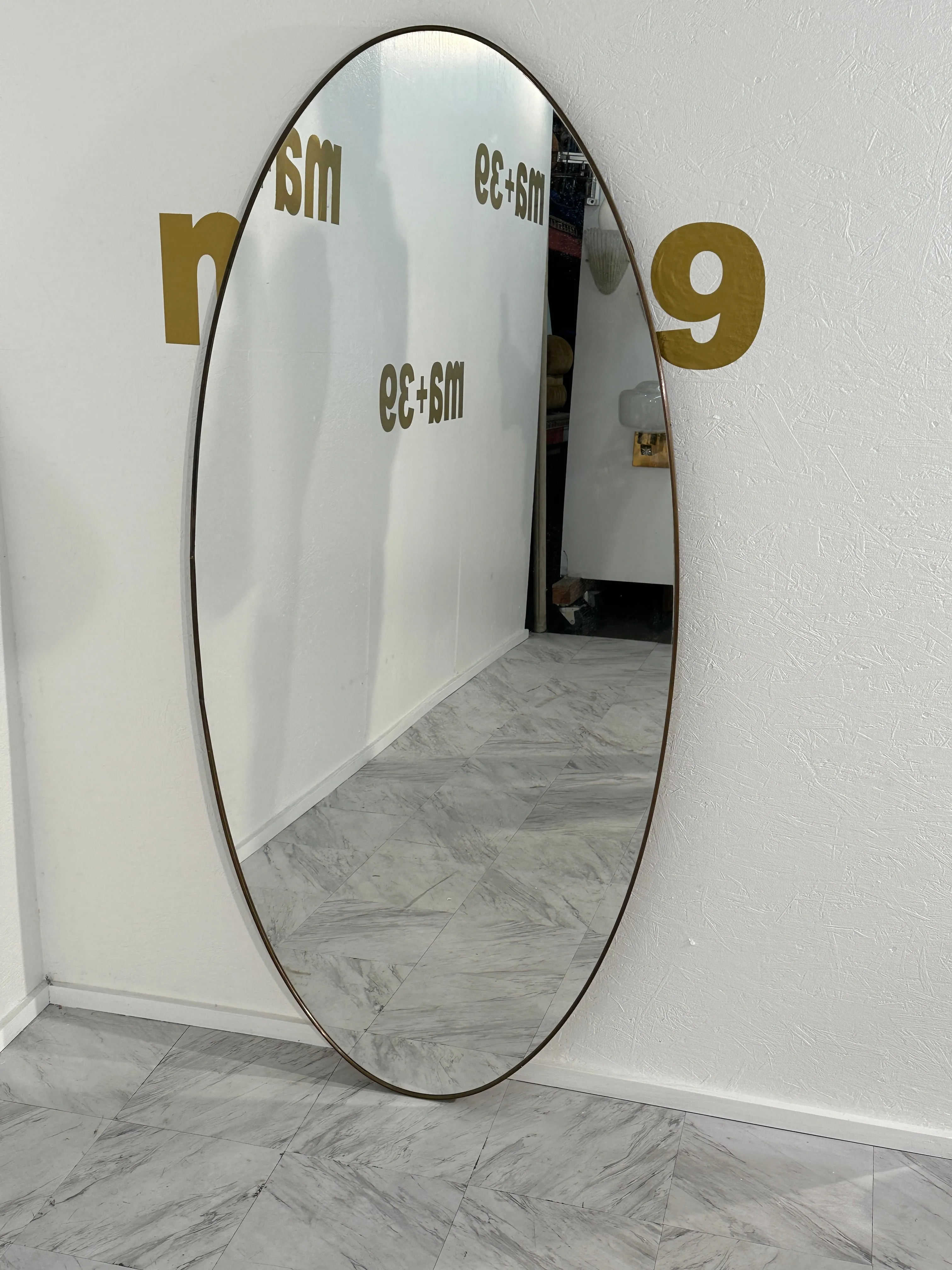 Vintage Italian Oval Wall Mirror 1960s