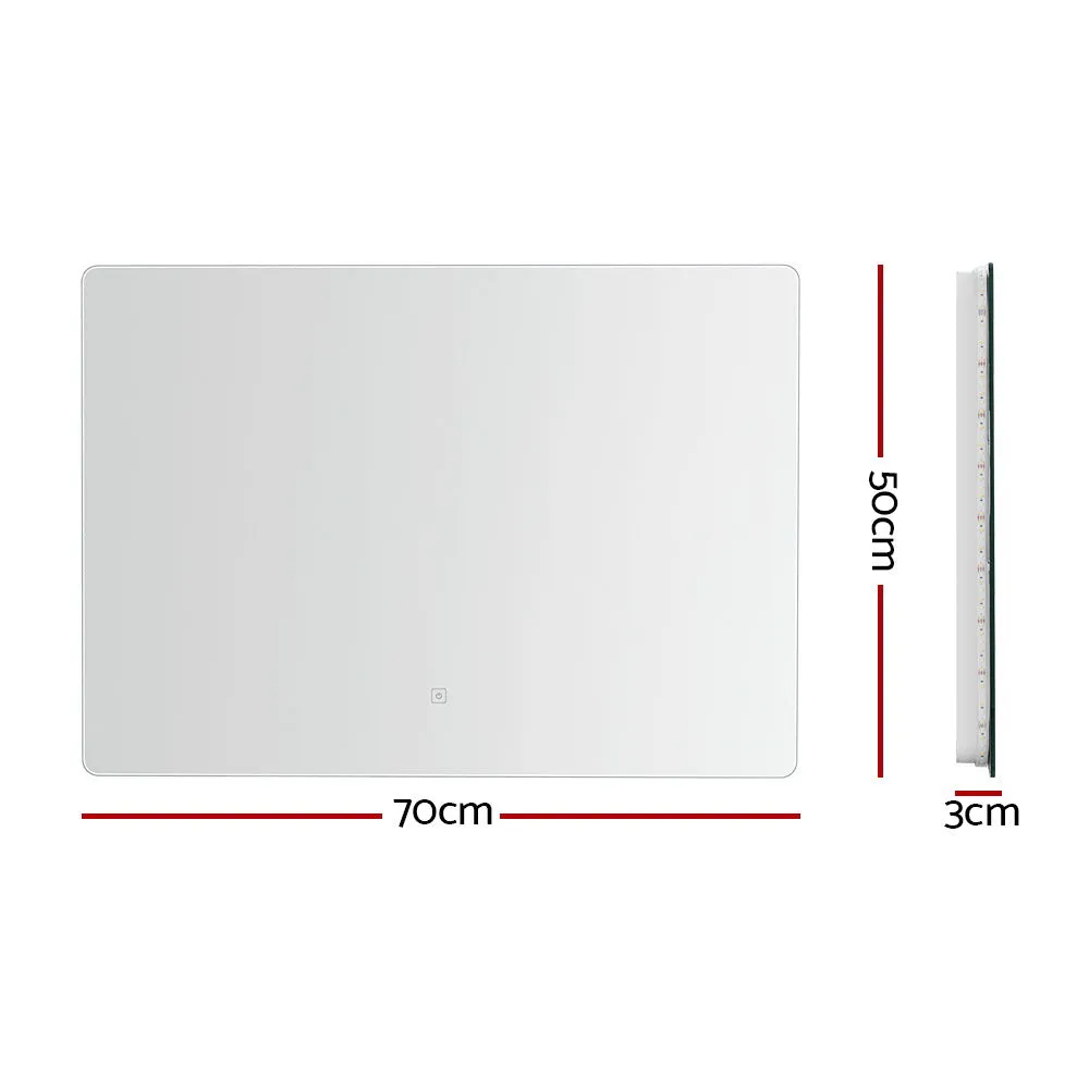 Wall Mirror 70X50cm with LED Light Bathroom Home Decor Round Rectangle