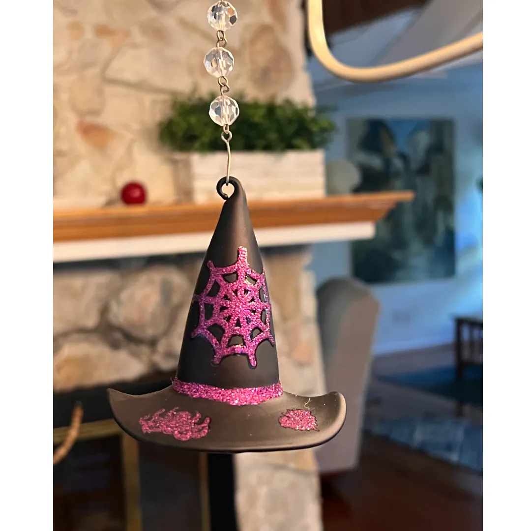 WITCH HAT (Set/3) or (Set/1) MAGNETIC HALLOWEEN CHANDELIER ORNAMENT