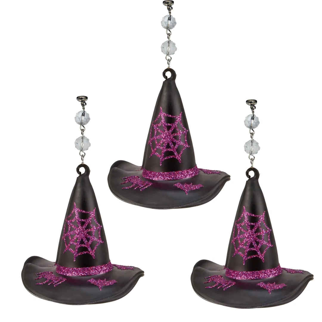 WITCH HAT (Set/3) or (Set/1) MAGNETIC HALLOWEEN CHANDELIER ORNAMENT