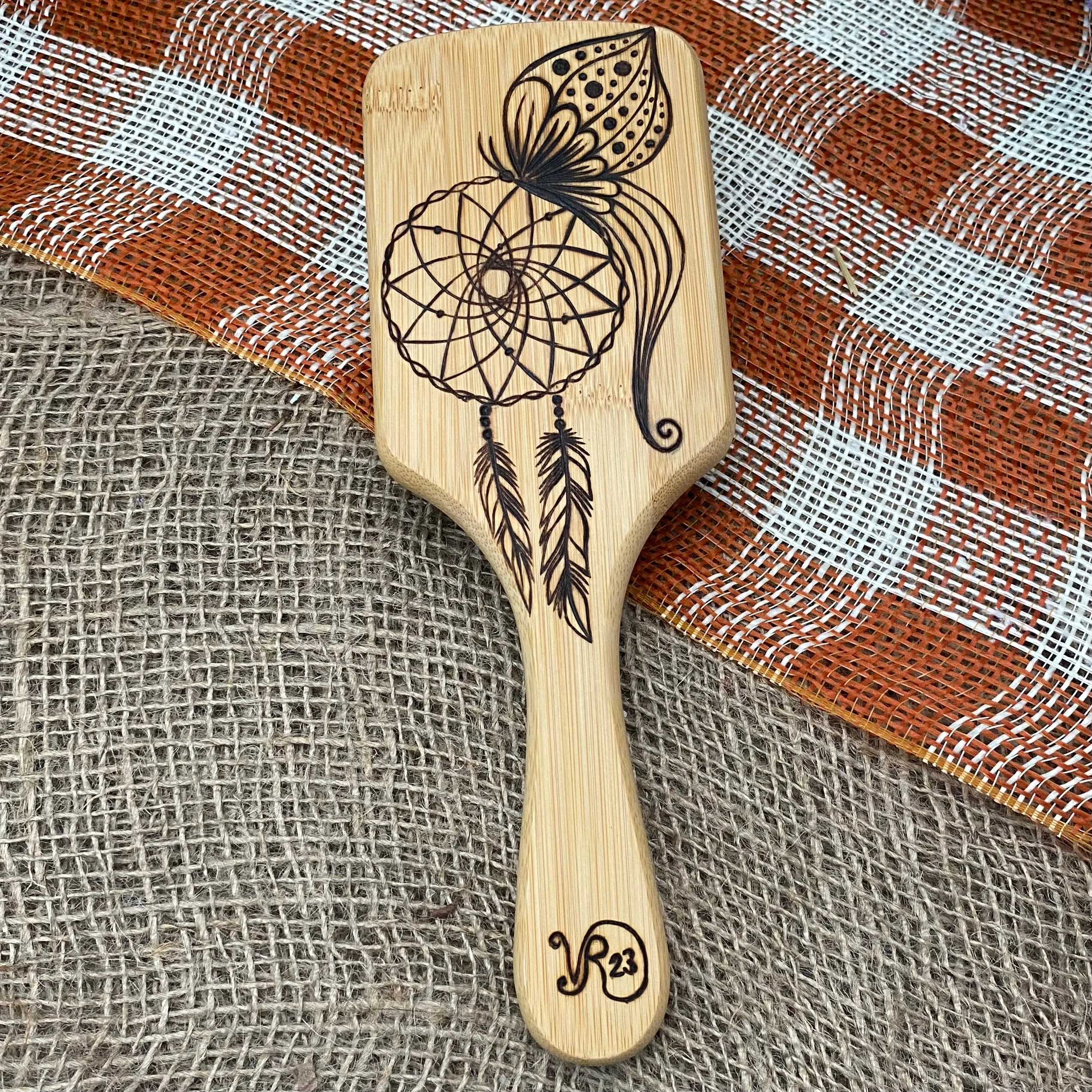 Wood Engraved Hair Brushes - various options; by Vicky the Real Artist