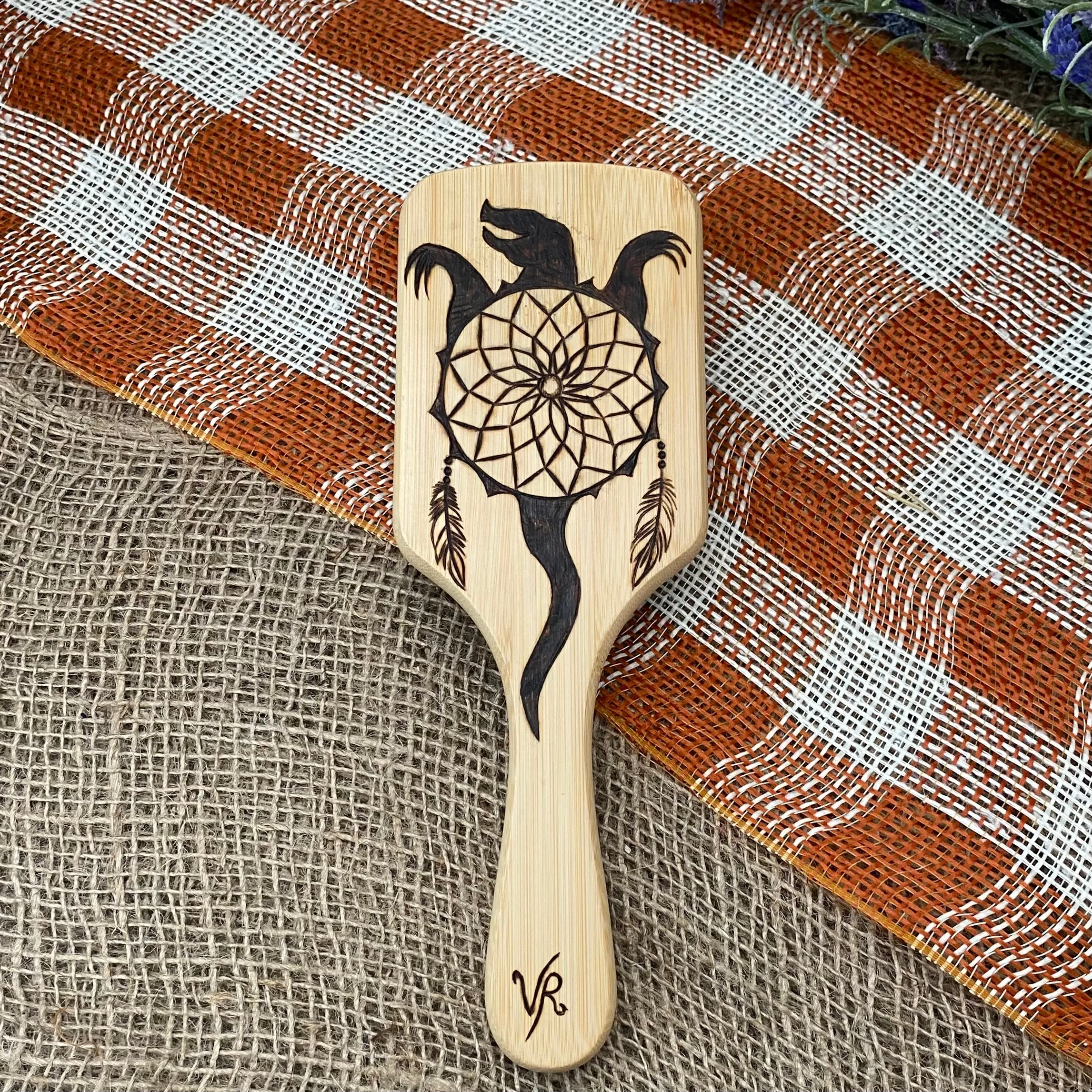 Wood Engraved Hair Brushes - various options; by Vicky the Real Artist