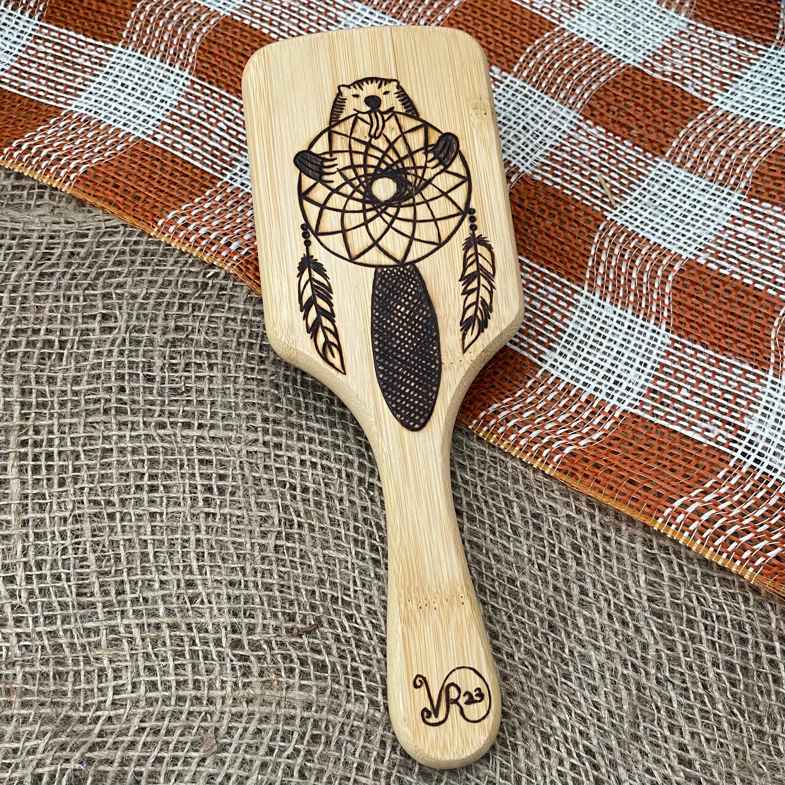 Wood Engraved Hair Brushes - various options; by Vicky the Real Artist