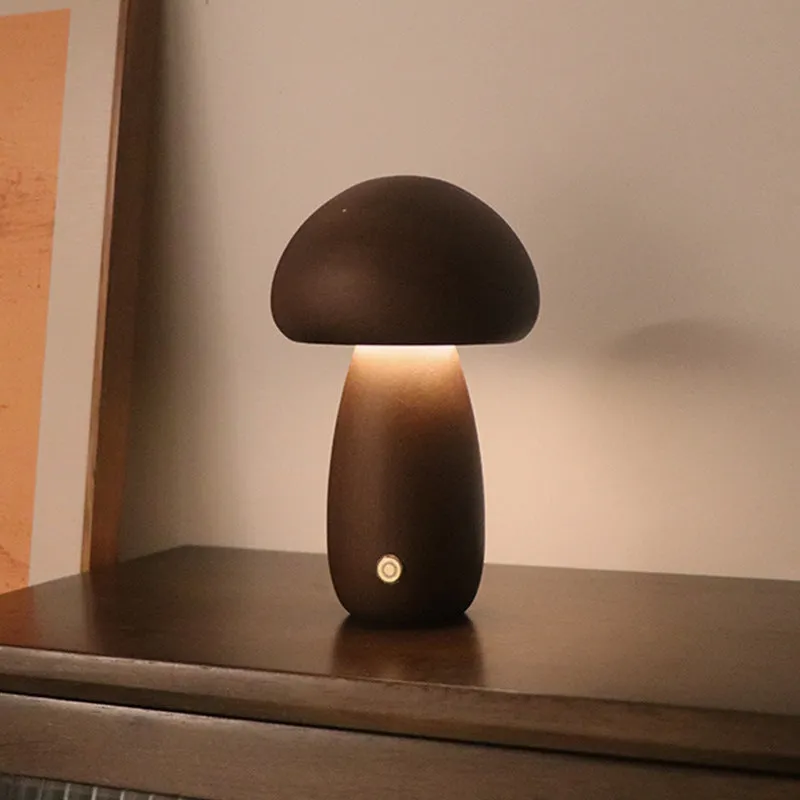 Wooden Mushroom LED Night Light | Touch Bedside Lamp for Kids & Bedroom