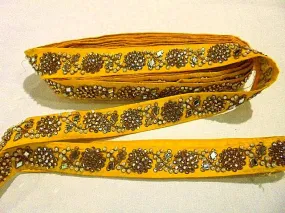 Yellow Mirrored Sequinned & Pearl Trim