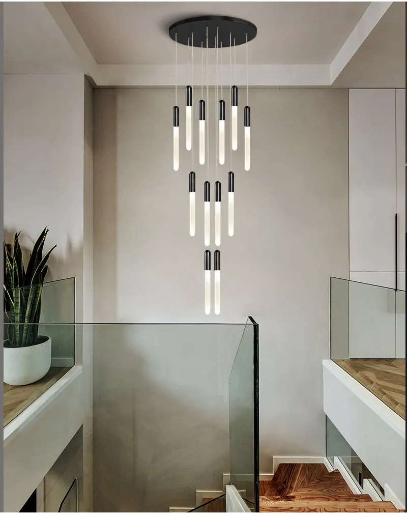 YLK Stick - LED Chandelier For Staircase Gold/Black Long Modern Luxury lamp