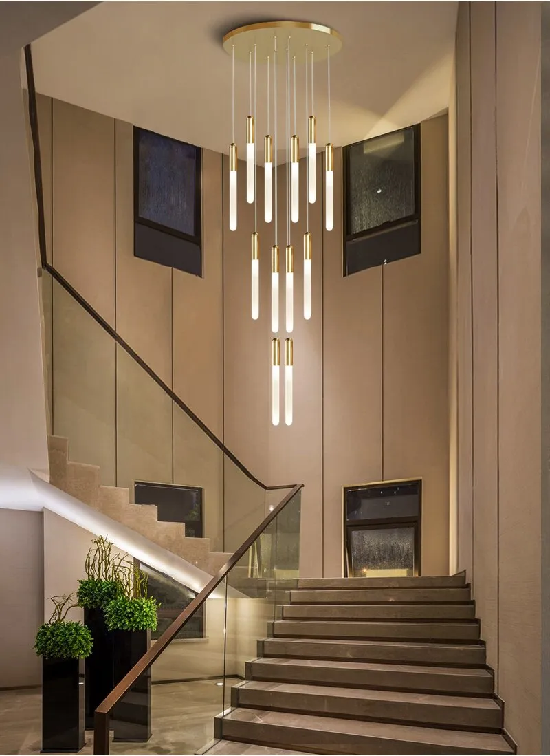 YLK Stick - LED Chandelier For Staircase Gold/Black Long Modern Luxury lamp