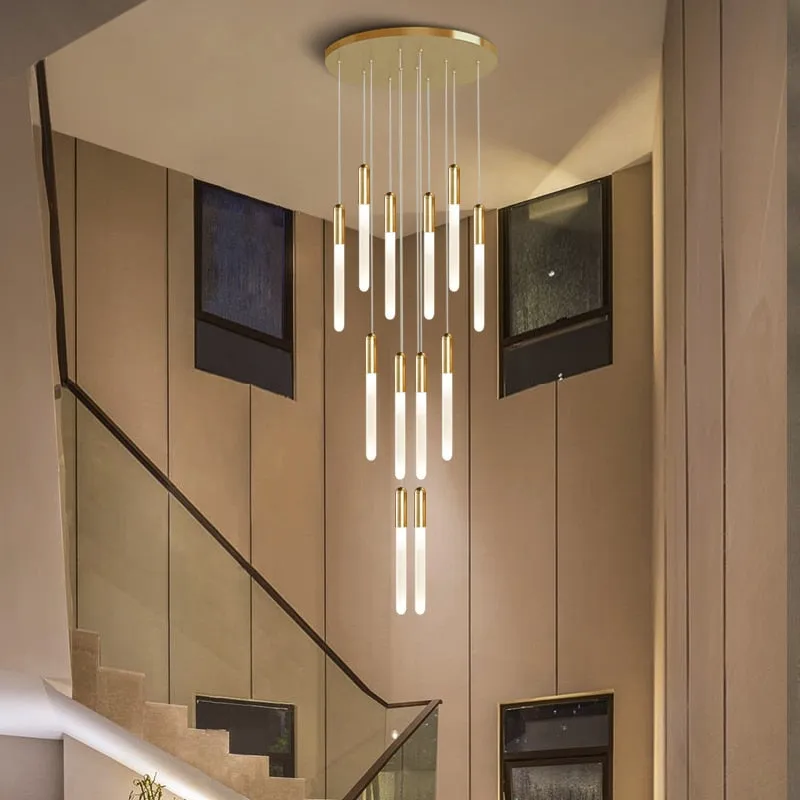YLK Stick - LED Chandelier For Staircase Gold/Black Long Modern Luxury lamp