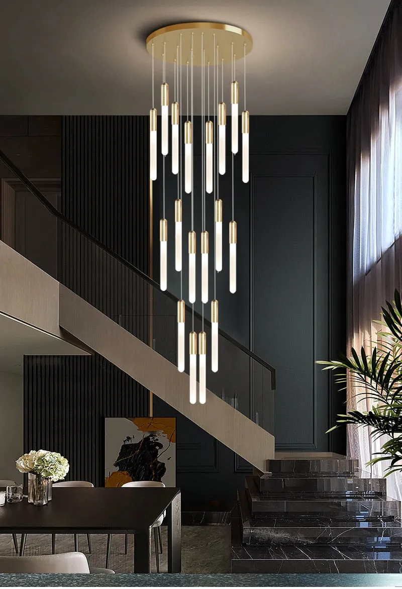 YLK Stick - LED Chandelier For Staircase Gold/Black Long Modern Luxury lamp