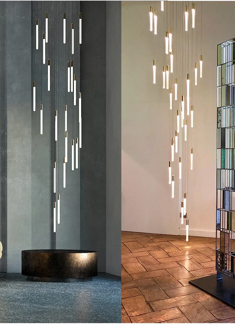 YLK Stick - LED Chandelier For Staircase Gold/Black Long Modern Luxury lamp